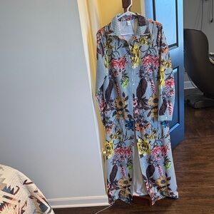 Vibrant Floral and Stripe Duster